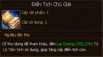 Vật phẩm Điển Tịch Chú Giải TLBB