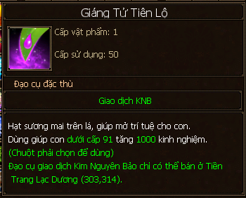 Vật phẩm Giáng Tử Tiên Lộ TLBB