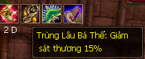 Hình ảnh buff hiệu ứng Trùng lâu Kiên, giảm tới 15% sát thương, là món trùng lâu rất thích hợp với các phái chịu đòn như Nga Mi, Cái Bang, Minh Giáo