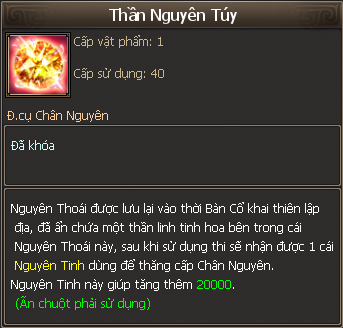 Vật phẩm Thần Nguyên Túy trong TLBB