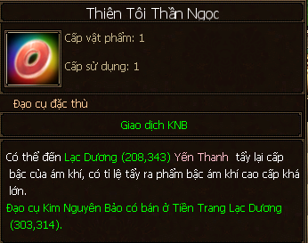 Hình ảnh về vật phẩm Thiên Tối Tần Ngọc có tỉ lệ tẩy ra tư chất cao hơn so với Bách Thối Thần Ngọc.